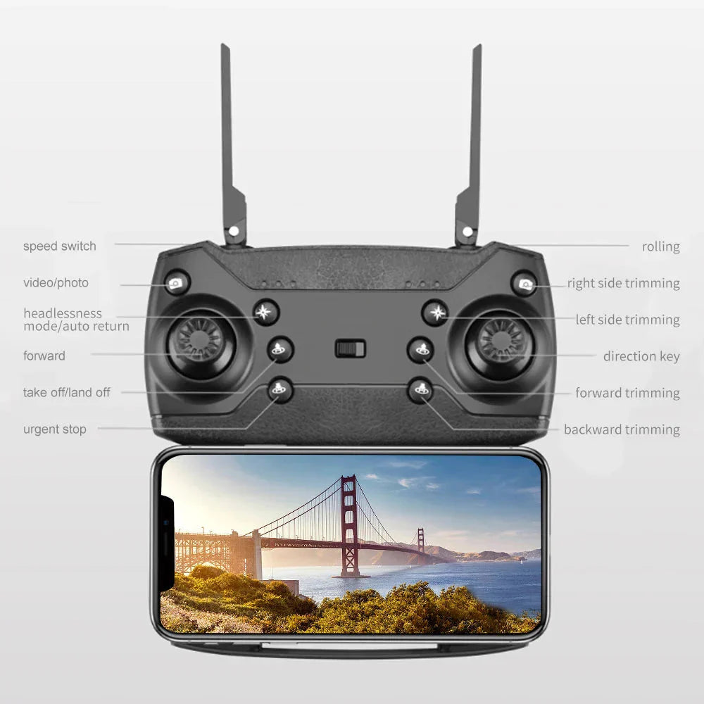 E88 Pro Foldable Quadcopter Drone - WIFI FPV, HD 4K Camera, Altitude H ...